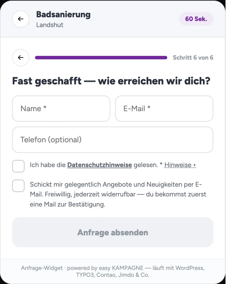 Kontakt zum Schluss
