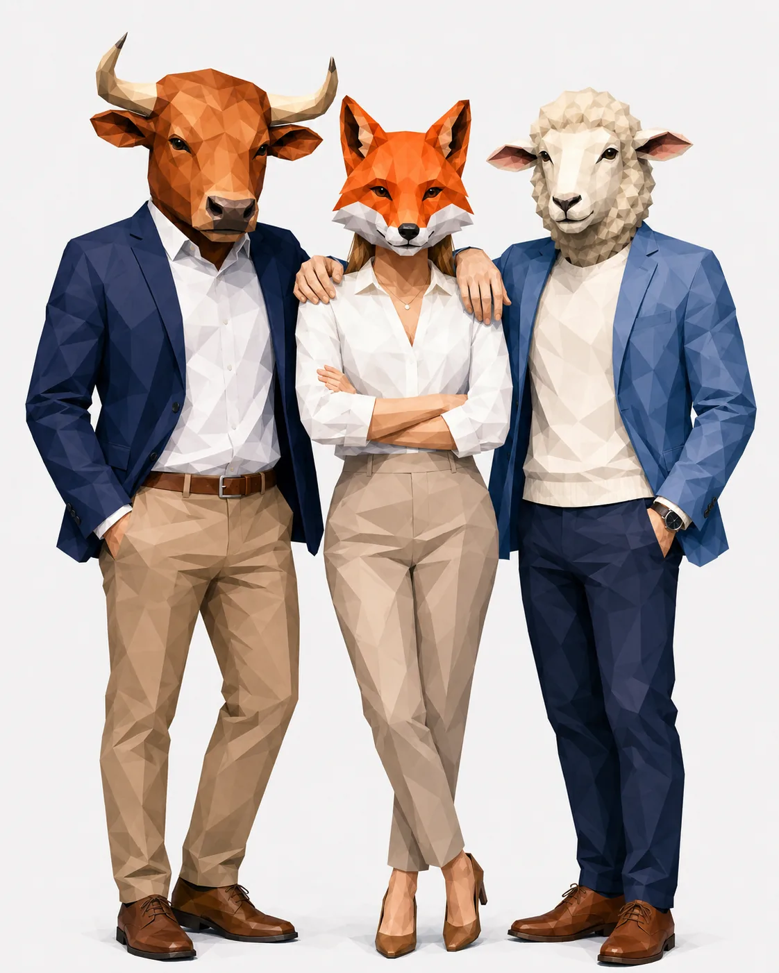 Bulle, Füchsin und Schaf als Team